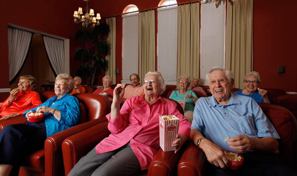 picture of Group of Seniors Laughing and Enjoying Movie in Tequesta Terrace